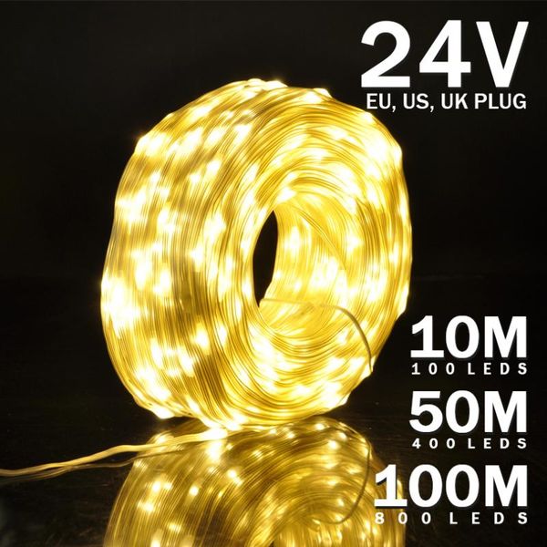 

strings 10m/50m/100m 24v waterproof outdoor christmas light fairy string lights 8 modes decorative for garden mall eaves