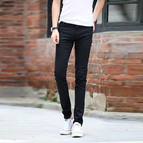 

men's jeans elastic tight leggings slim korean fashion black autumn pants, Blue