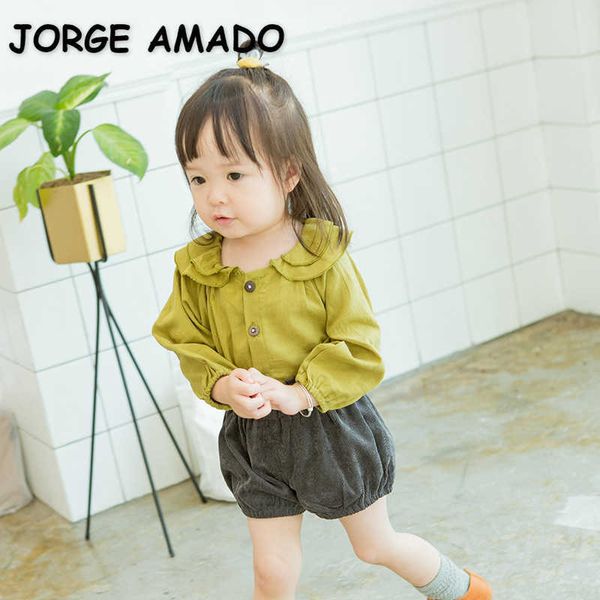 

spring korean style girls shirts peter pan collar blouses children fashion clothing e564 210610, White;black