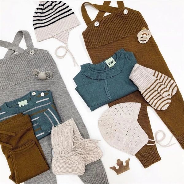 

2021 new spring made of merino baby overalls solid color gray and brown toddler boy wool overall fub brand one piece ev0g, Blue
