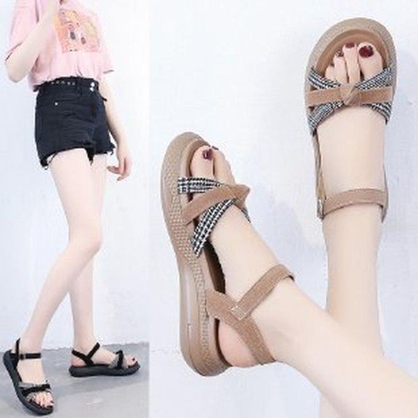 

sandals women summer fashion women's 2021 shoes woman flat rope lace up gladiator non-slip beach, Black