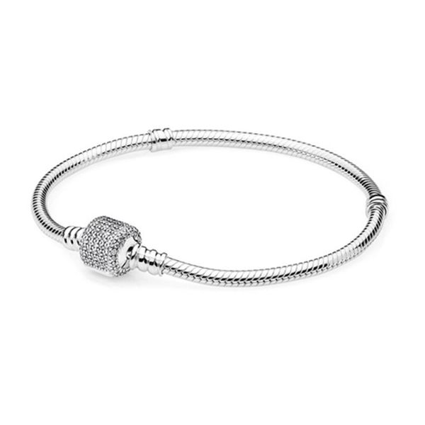 

2021 new 100% 925 sterling silver 590723cz classic bracelet clear cz charm bead fit diy original fashion bracelets factory wholesale jewelry, Golden;silver