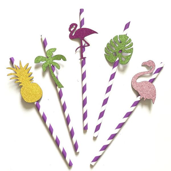 

packaging dinner service 5 pcs/ kit summer flamingos style paper straws disposable drinking props for pography pipette party decoration