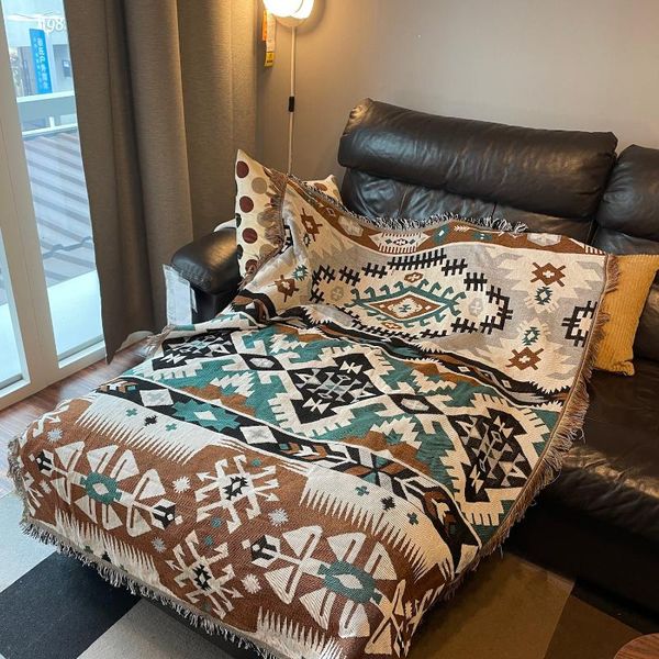 

blankets bed cover casual blanket cotton vintage designer stripe geometric decorative sofa couverture de lit home textile6001