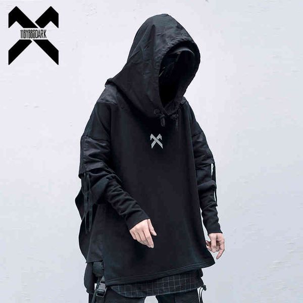 

11 bybb's dark cargo sweatshirts men harajuku streetwear hoody hoodi autumn 2020 fashion casual hip hop male oversize xn19, Black