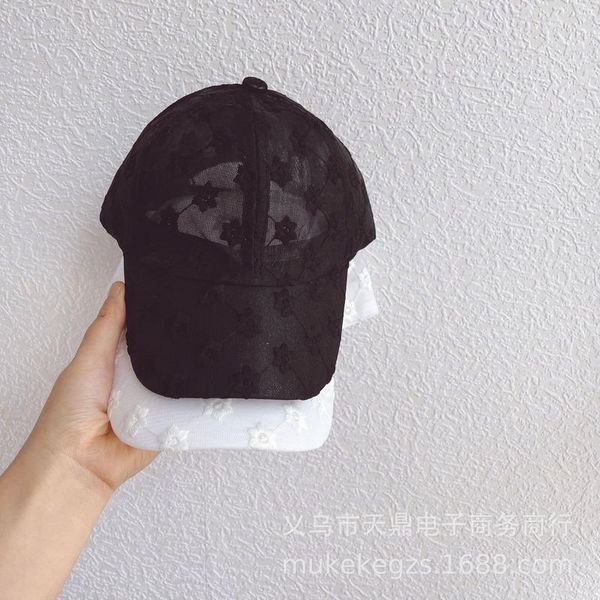 

caps & hats personalized children lace embroidery baseball cap transparent flower baby kids temperament casual solid color sun shading, Yellow