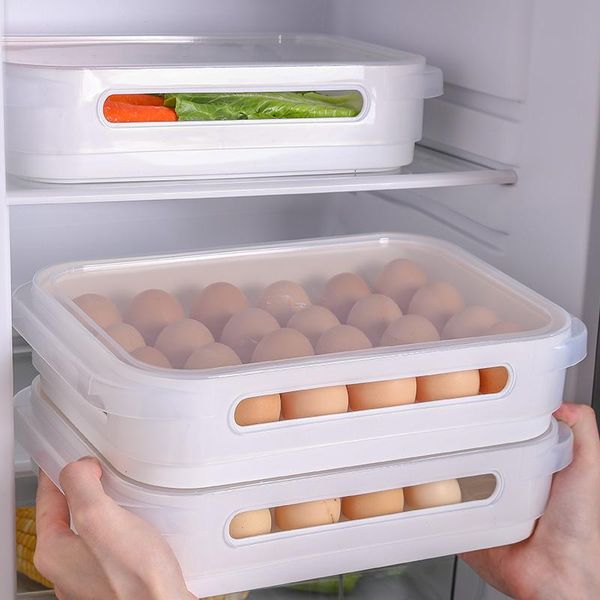 

storage bottles & jars 24 grids eggs box kitchen food organizer refrigerator egg container stackable tray with lid