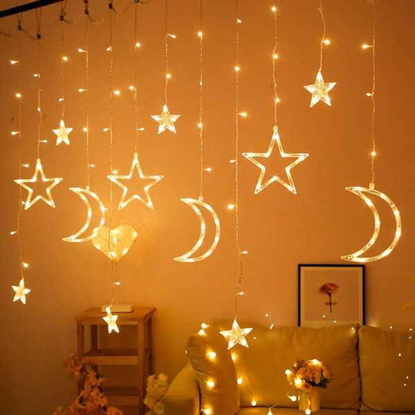 

party decoration star moon led curtain garland string light eid mubarak ramadan islam muslim decor al adha gift