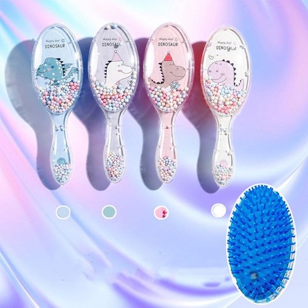 

hair brushes girls scalp massage comb cute cartoon soft anti-static brush durable wet dry bristles salon hairdressing styling tools, Silver