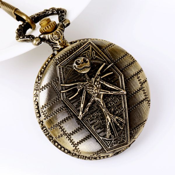 Großhandel 100 teile/los Nightmare Before Christmas Anhänger Halskette Kette Quarz Taschenuhr