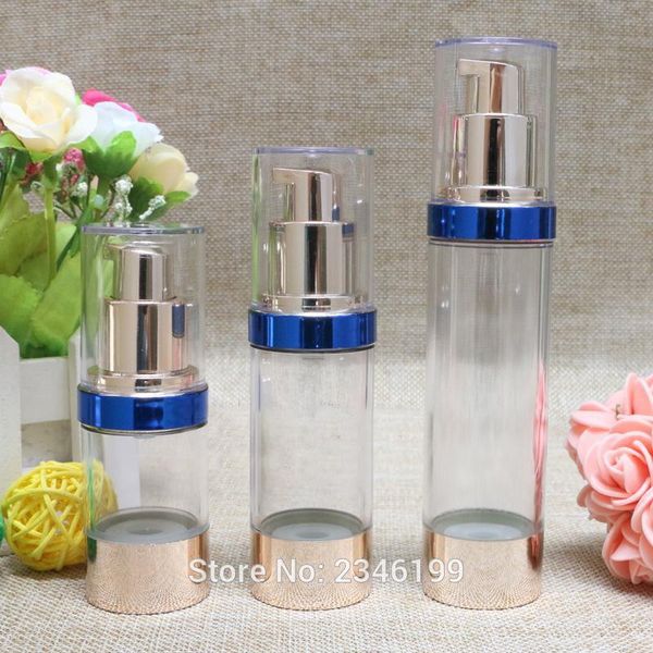 

50ml 10pcs/lot pale gold blue edge transparen llidof the vacuum packing trial samples bottle bottles of cosmetics latex bottle