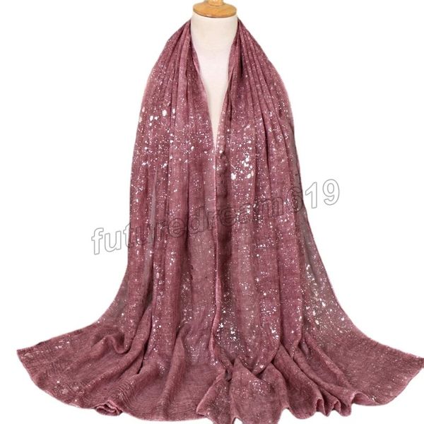 Hochwertiger, schimmernder Schal aus schlichter, silberner Baumwolle, dicker Wickel-Hijab, hochwertige, weiche, große Tücher, Kopfwickel für muslimische Frauen