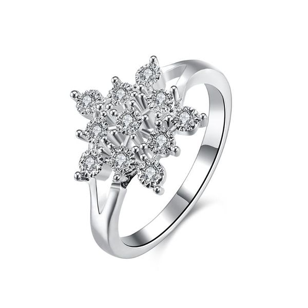 

wedding rings luxury snowflake cube zirconia ring silver color for women fashion jewelry selling wholesale, Slivery;golden