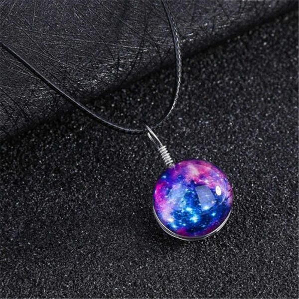 

pendant necklaces fashion nebula dark space universe galaxy glow cute ball necklace, Silver