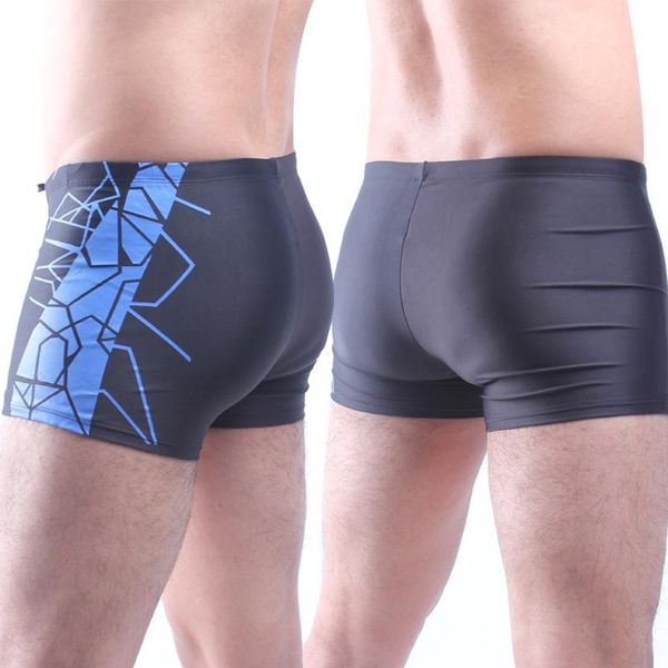 

men's swimwear 2021 left black right dark grey geometric imprint fully lined elastic adjustable tied excellent quality for men