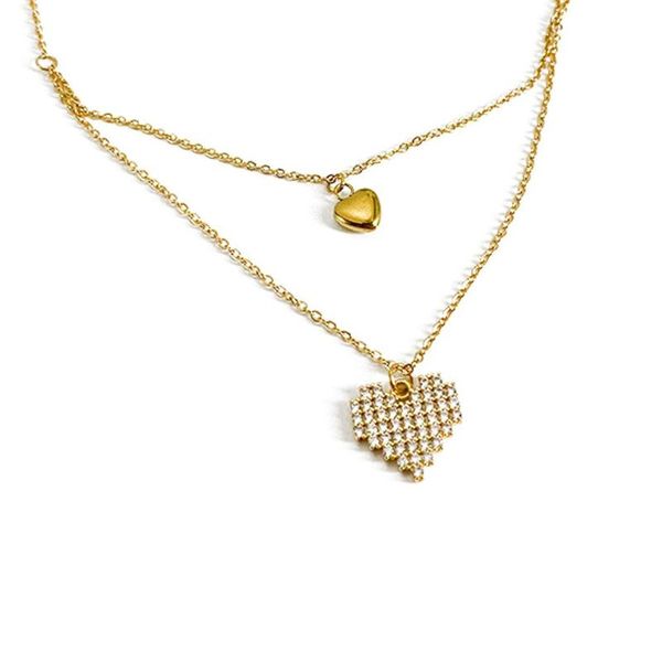 

chains titanium steel double layer love necklace frosty girl simple temperament clavicle chain valentine's day gift, Silver