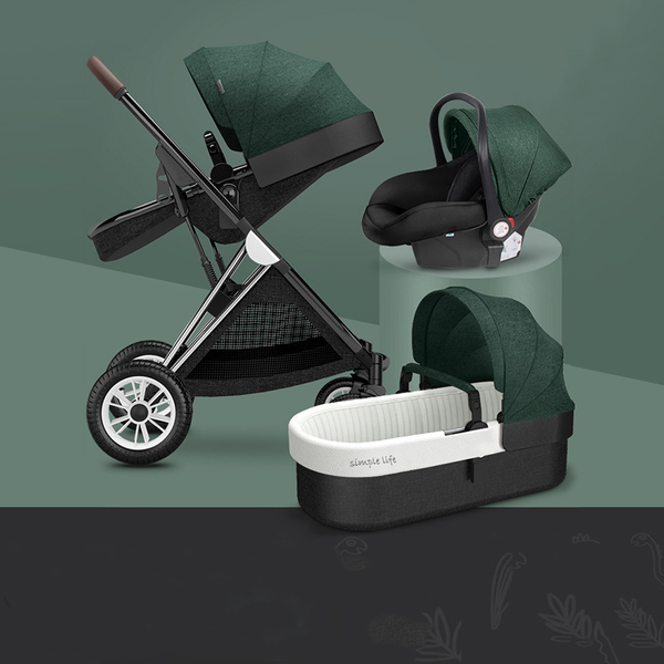 

2021 new luxurious baby stroller 3 in 1 portable travel baby carriage fold pram light weight trolley with car seat
