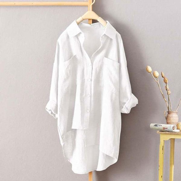 

women's blouses & shirts women blouse shirt white solid loose long casual oversized half sleeve ladies pocket business 4xl 5xl plus