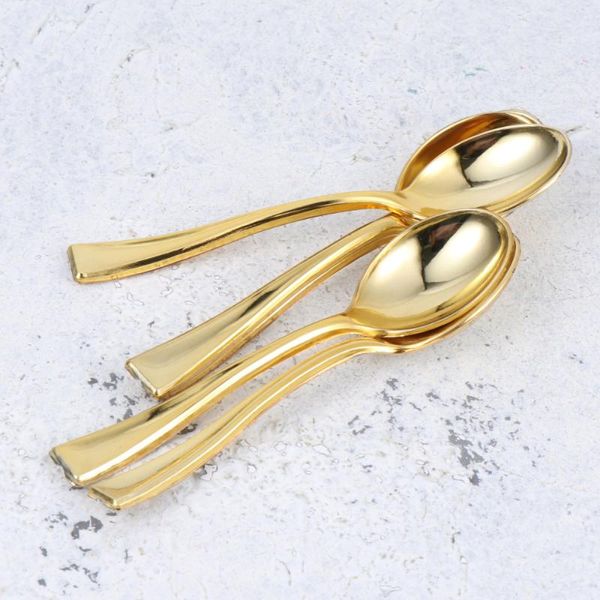 

spoons 80pcs mini cake disposable dessert ice-cream for home shop party golden