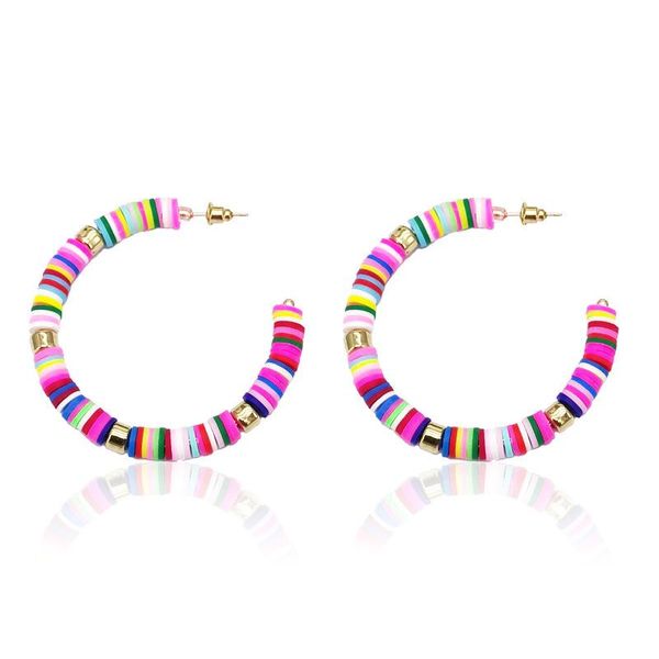 

hoop & huggie hawaiian beach leisure earring polymer clay for ladies and women, Golden;silver
