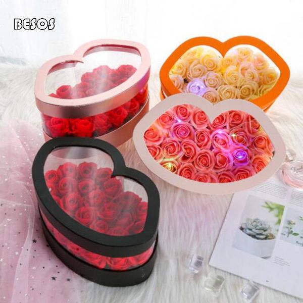 

fashion orange rose gold pink black lip transparent gift box party promotion flower cake candy decoration packaging gift box