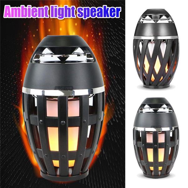 

Portable 2 in 1 LED Flame Bluetooth Speaker LED Flame Flicker Atmosphere Lamp HIFI Stereo Speaker Outdoor Camping Woofer