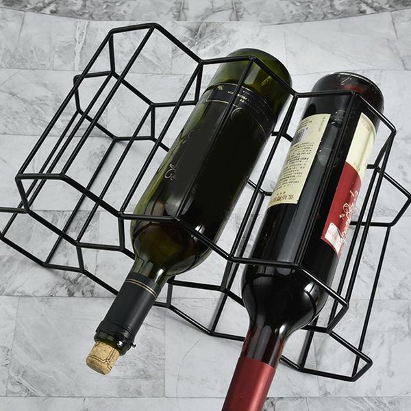 

hooks & rails 7 bottles wine bottle holders rack creative practical standing rose gold hexagon shelf design storage racks stand home de