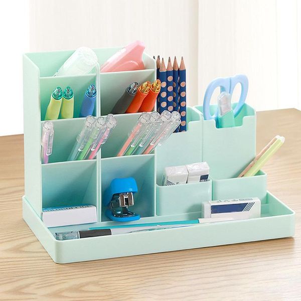

hooks & rails large capacity desk pen holder eyebrow pencil lipstick storage rack deskmakeup tool organizer school office stationery sta