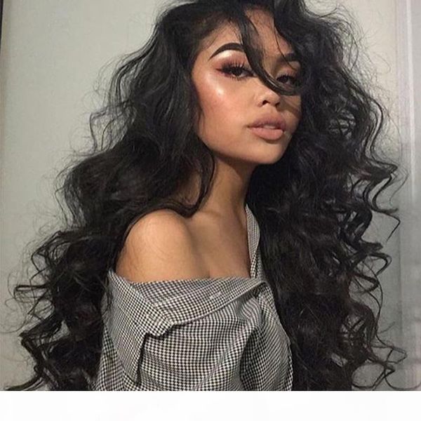 

unprocessed virgin peruvian lace front wig 150 density body wave glueless lacefront wigs human hair for black women, Black;brown