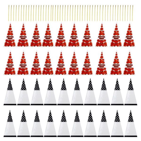 

gift wrap 200pcs cone shaped bags triangle treat packaging bag with ties