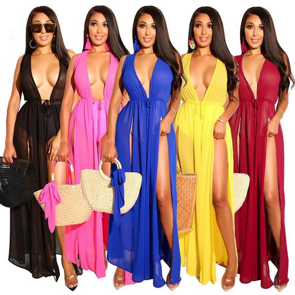 

women's blouses & shirts summer fashion cardigan chiffon plus long coat beach dress blouse deep v-neck splicing hollow gauze temperamen, White