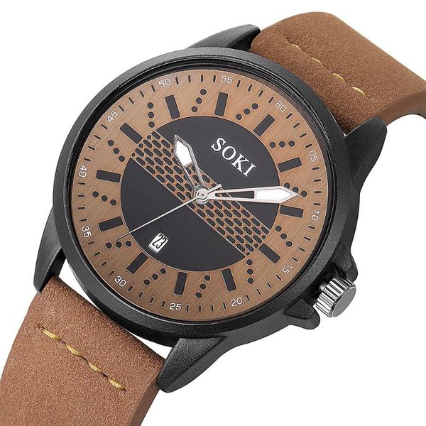 

wristwatches montre relogio watch fashion men's watches leather nylon strap quartz round clock wrist masculino #a, Slivery;brown