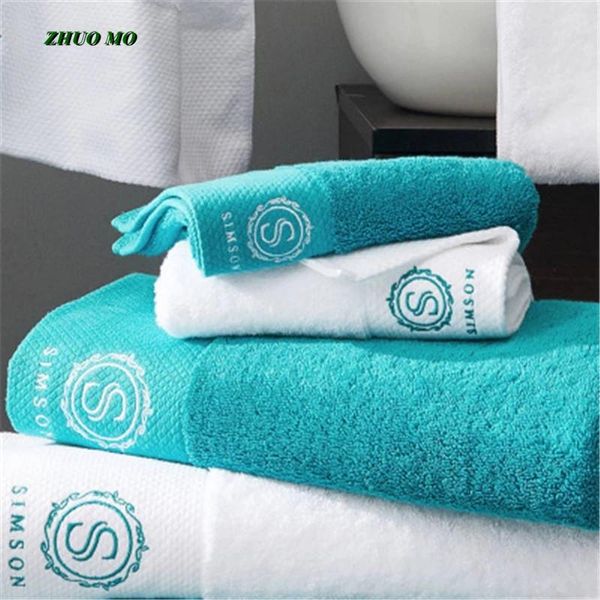 

towel 2pcs 100% cotton bath bathroom 40*80cm satin luxury embroidery for couple gift shower white blue large adults