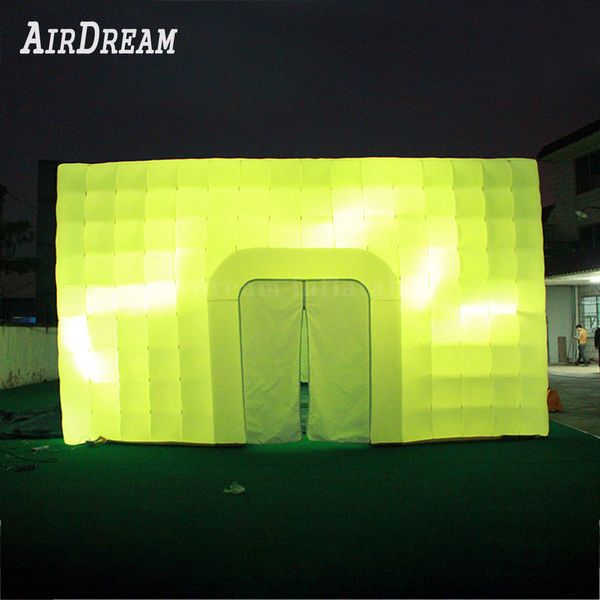 4X4X3.2 metri Le tende quadrate con tenda a cubo gonfiabile bianco illuminato a LED fanno esplodere la cabina fotografica per il matrimonio in campeggio