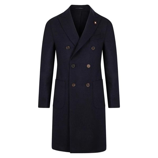 

men's suits & blazers blue winter navy formal men jacket wool thick fashion custom made long coat double breasted lapel business overco, White;black