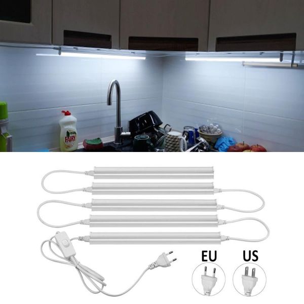 

110v us 220v eu power plug under cabinet bar lamp t5 tube led light kitchen closet lighting bedroom decor lights led armario