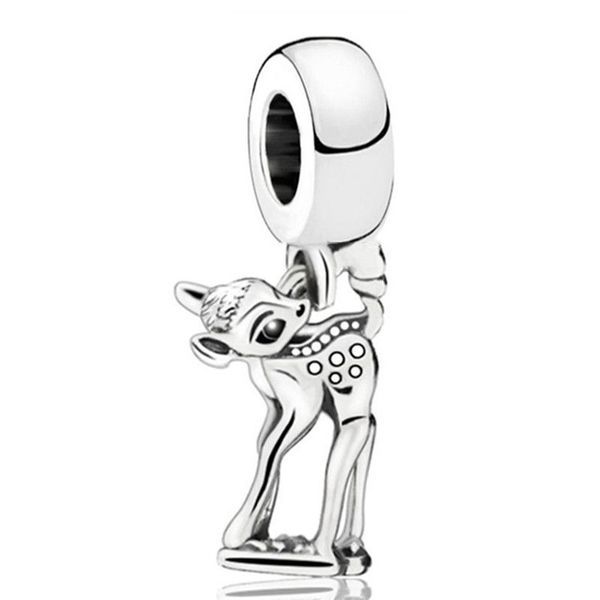 

1pcs cute deer pendant diy beads adapting to original pandora charm bracelet ladies jewelry making gifts, Silver