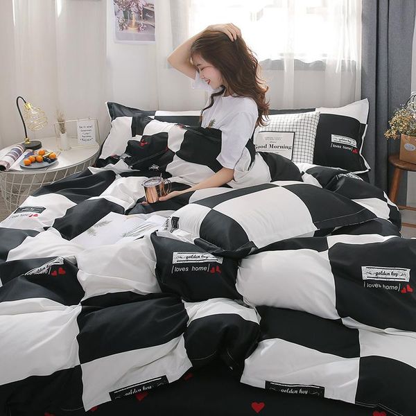 

bedding sets duvet cover set 4 pieces black and white plaid fashion style bedclothes include bed sheet pillowcase comforter oceania