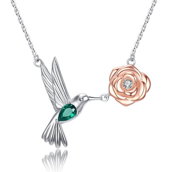 

pendant necklaces 925 sterling silver hummingbird necklace rose women