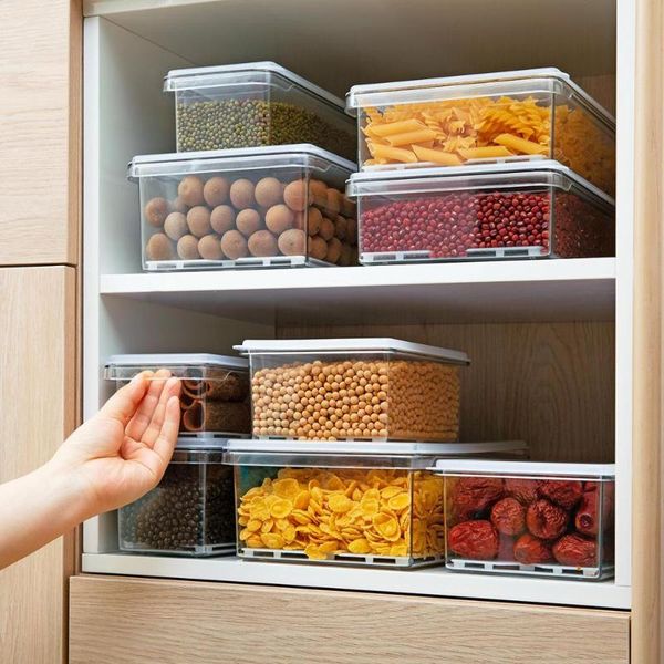 

storage bottles & jars 3/2.5/1.8l kitchen food container preservation box with lid transparent plastic grade refrigerator crisper drain tray