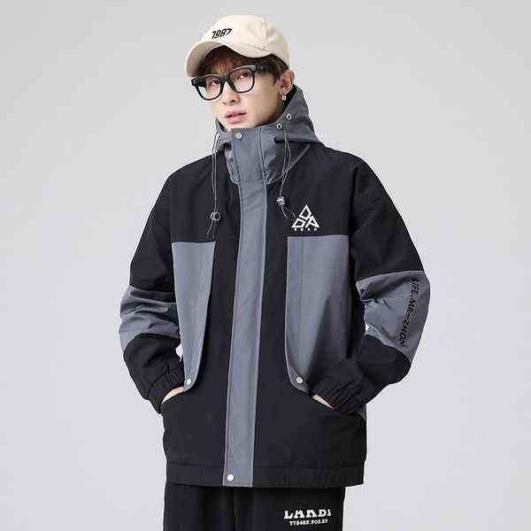 

men's jackets teens for jacket spring autumn 2021 lightweight windbreakers casual patchwork korean style hip hop streetwear mens coat f, Black;brown