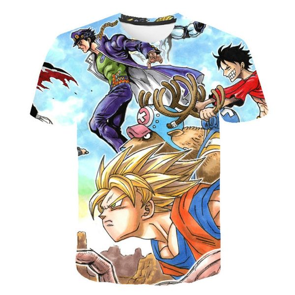 

casual fashion boys and girls personality t-shirt psychedelic abstract animation childrens round neck t-shirt summer 2020 top, Blue