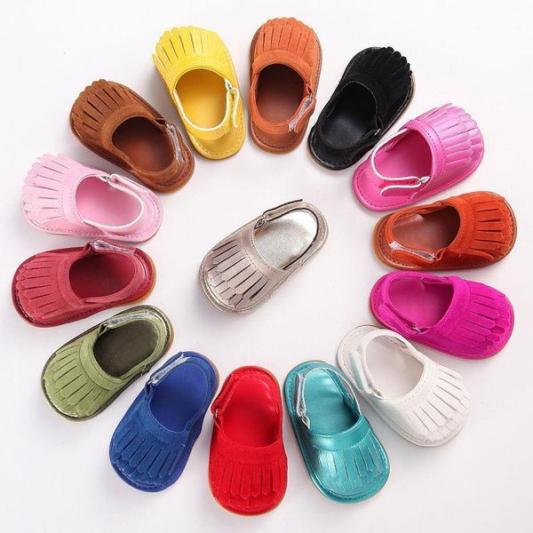 

pudcoco girl sandals 0-18m summer soft rubber bottom baby girls antiskid toddler tassel shoes1, Black;red
