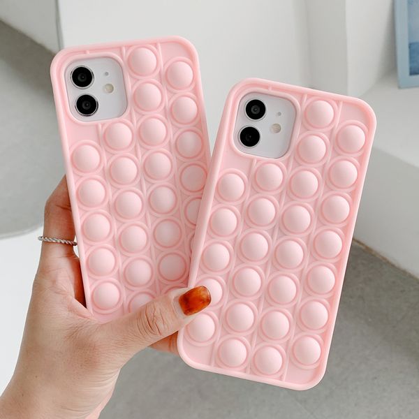 

pink phone cases for iphone 11 12 pro max mini 7 8 plus se 2 x xr xsmax reliver stress pop fidget toys push it bubble anti-stress