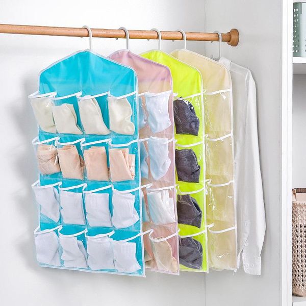 

storage boxes & bins 16-compartment socks and underwear hanging bag wardrobe wall door rear pocket sorting