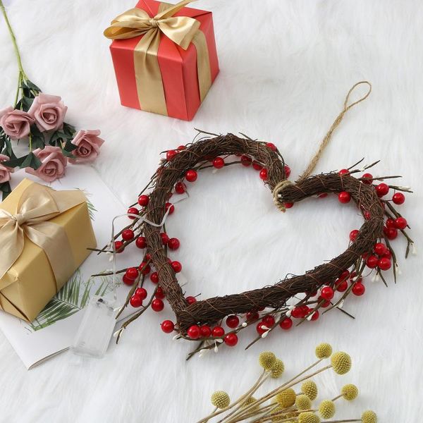 

heart wreath led 16-inch heart-shaped valentine's day decorative garland hanging birthday party home wedding supplies gift