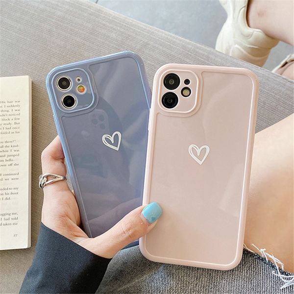 

candy color love heart phone case for iphone 12 mini 11 pro max x xr xs max 7 8 plus se 2020 soft tpu phone back cover
