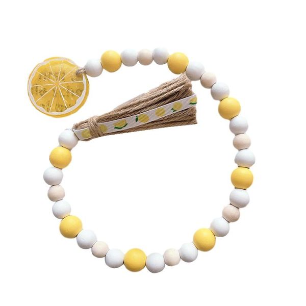 

easter decoration nordic style pendant fruit log color wooden bead string apple watermelon twine tassel bead string