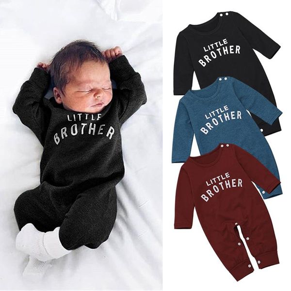 

rompers infant baby boy casual long sleeve outfit little brother letter print romper jumpsuit autumn winter born babyclothes, Blue