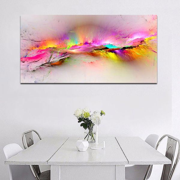 Nuvole colorate Wall Art Immagini per soggiorno Arte astratta Tela Pittura Cuadros di grandi dimensioni Decorazione Senza cornice